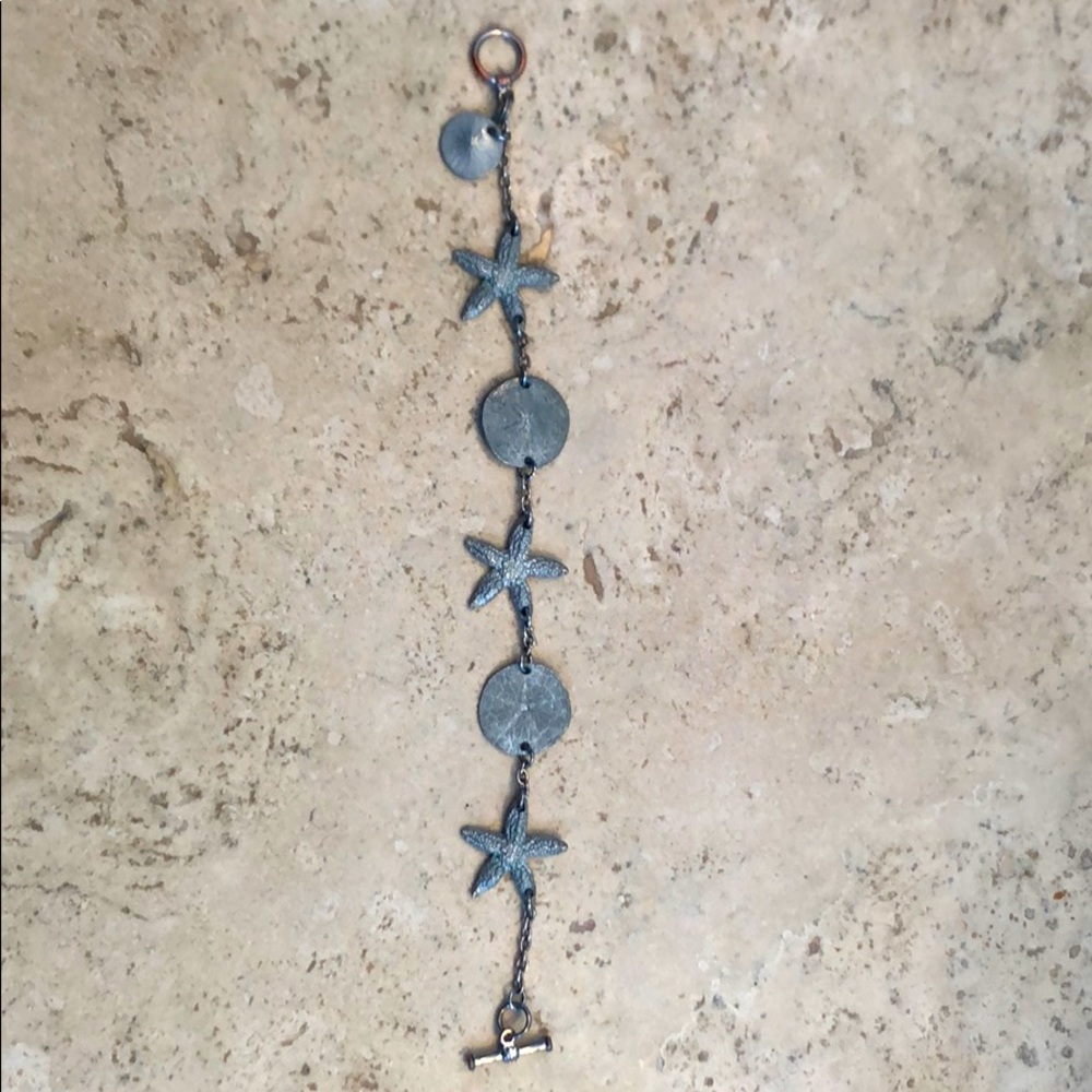 Pewter Sand Dollar and Starfish 7 inch Bracelet